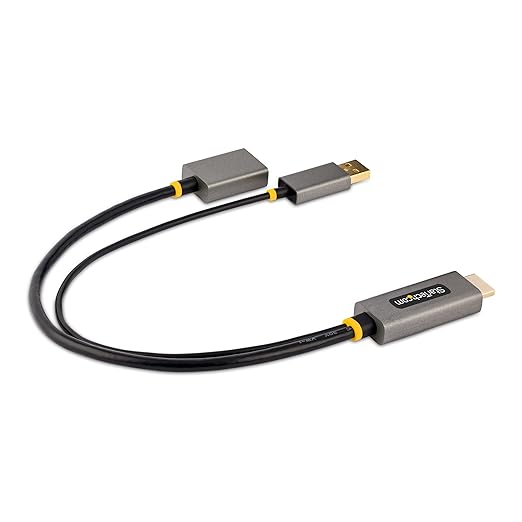 StarTech.com 1ft (30cm) HDMI to DisplayPort Adapter Cable, Active 4K 60Hz HDMI 2.0 to DP 1.2 Converter, HDR, USB Bus Powered, HDMI Source to DisplayPort Monitor for Laptops/PC (128-HDMI-DISPLAYPORT)