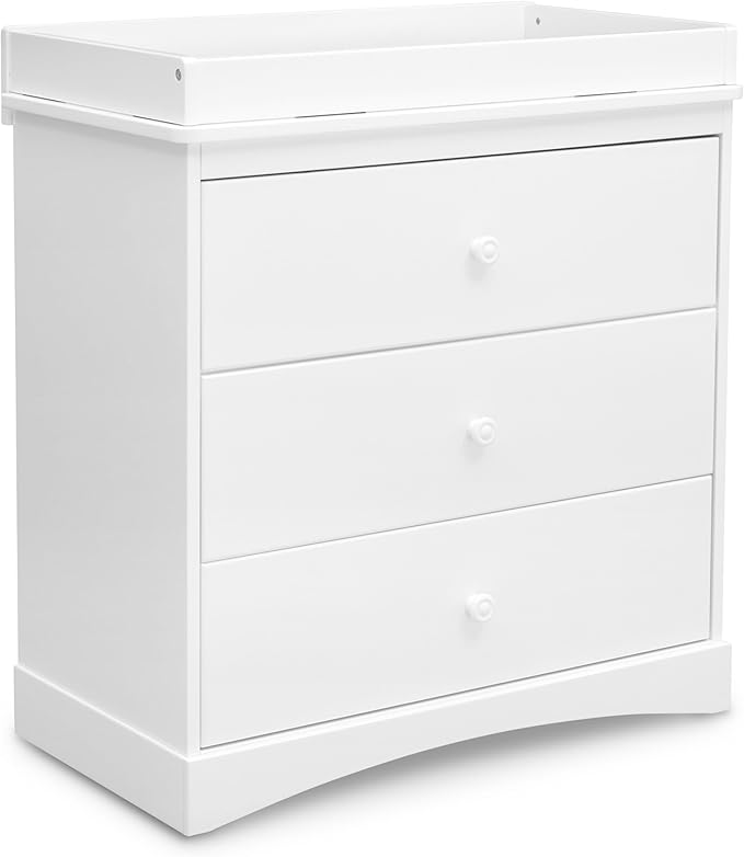 Delta Children Sutton 3 Drawer Dresser with Changing Top and Interlocking Drawers - Greenguard Gold Certified, Bianca White