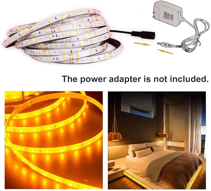 XINKAITE Waterproof Led Strip Lights 16.4 Ft (5M) 300leds 60leds/m White Flexible Tape Lighting Tape Lights for Boats, Bathroom,Mirror,Ceiling and Outdoor, Power Supply not Included (Orange)