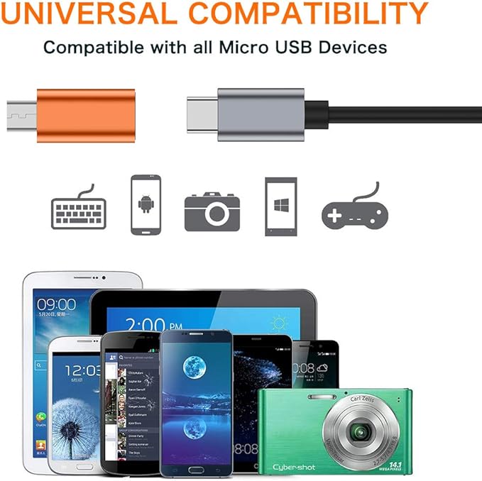 JXMOX USB C to Micro USB Adapter, (4-Pack) Type C Female to Micro USB Male Convert Connector Support Charge Data Sync Compatible with Samsung Galaxy S7/S7 Edge, Nexus 5/6, Micro USB Devices (Orange)