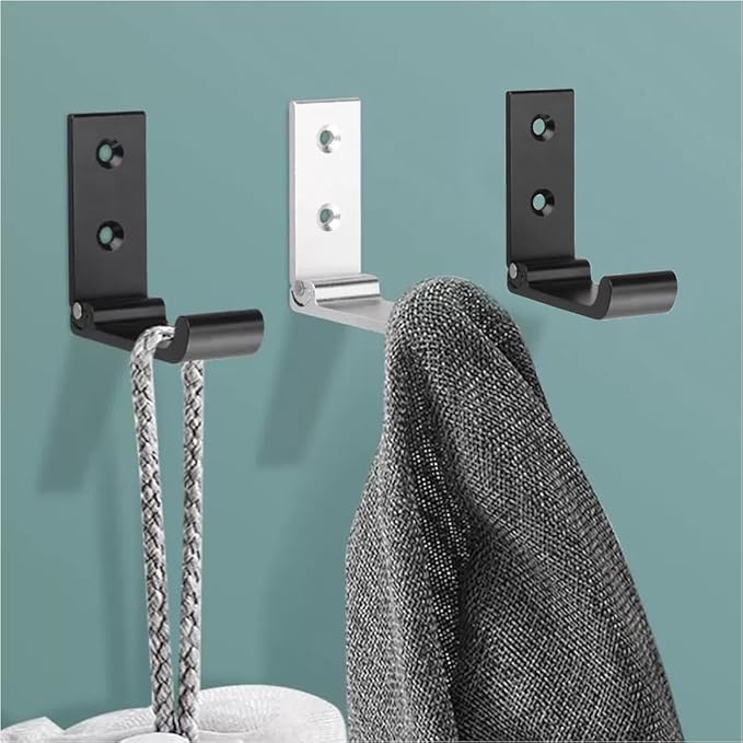 Folding Coat Hooks, Matte Black Wall Hooks for Hanging Coats Bathroom Towel Hooks Hardware Heavy Duty Aluminum Alloy Robe Hooks Wall Mounted DIY Coat Rack Hooks No Rust Indoor, Outdoor (10pcs-Black)