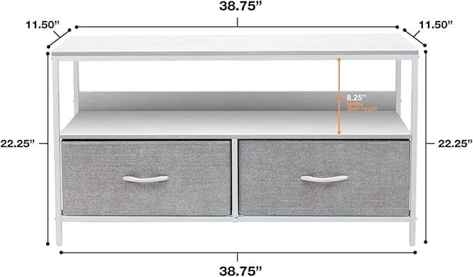 Sorbus TV Stand Dresser with 2 Faux Wood Drawers - Television Riser Chest with Storage - Bedroom, Living Room, Closet, & Dorm Furniture