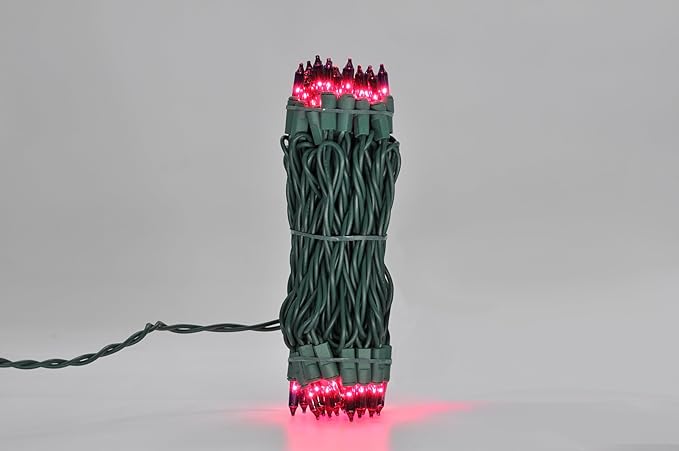Brite Star 100 Count Mini String Christmas Lights, Purple - 22 feet Indoor/Outdoor Christmas Tree Lights with Green Wire (Set of 2)