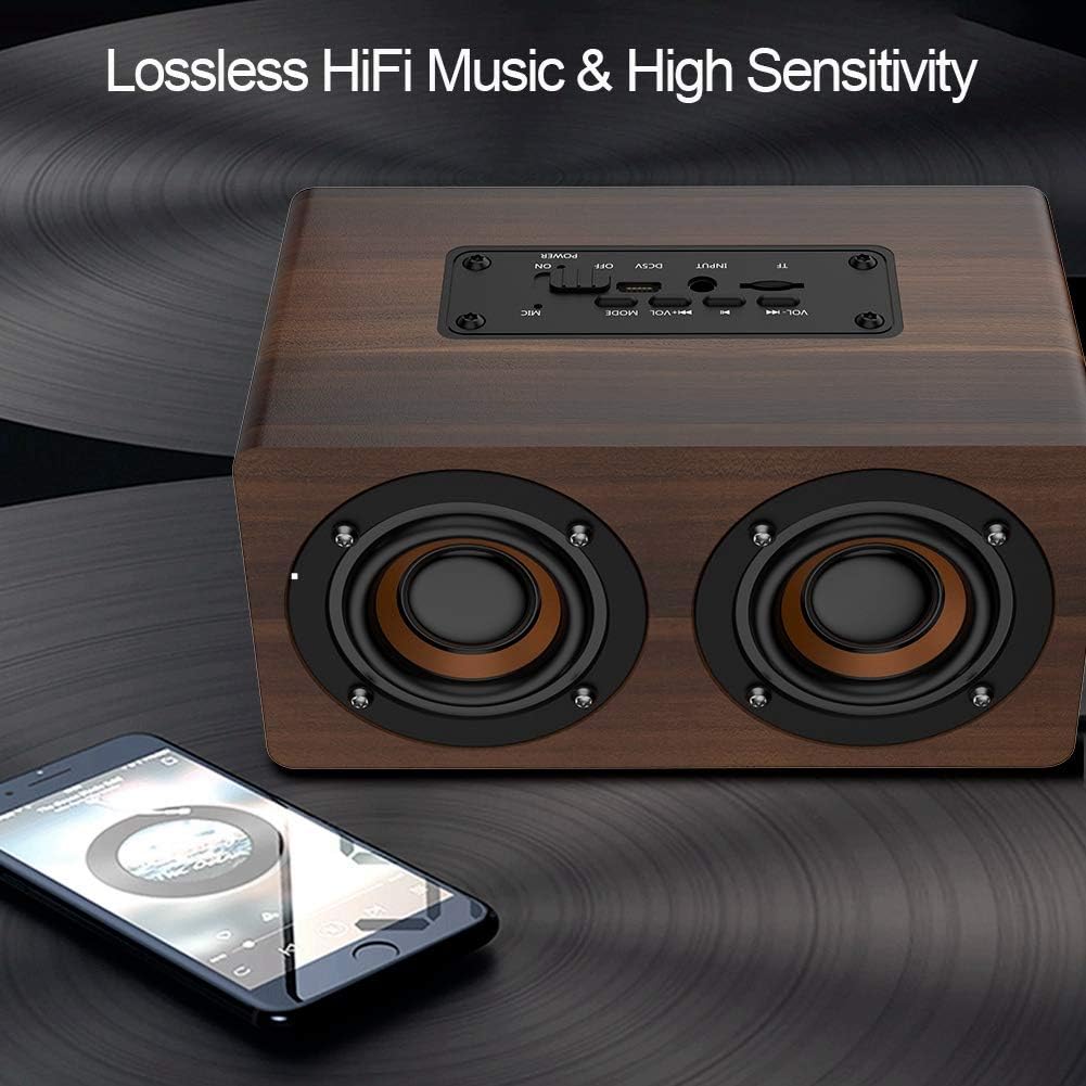 Yoidesu Bluetooth Speakers, Home Party Wireless Speaker with FM Radio, Portable Bluetooth Speaker (Brown)