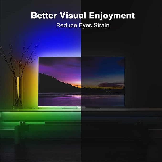 DAYBETTER Led Lights for TV, 10ft TV Led Backlight, Led TV Lights for 32-60inch TV, USB Led Strip Lights for TV Lights That Change with TV, APP Control, TV Led Lights for Bedroom(No Remote)