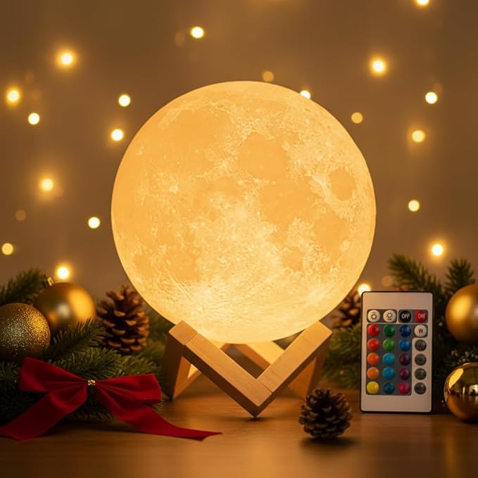Mydethun 7.1 Inch Large 16 Colors Moon Lamp – 148 Combination Modes, Remote/Touch Control, Rechargeable LED Night Light, Thanksgiving Décor, Gifts for Women, Party Favors Décor