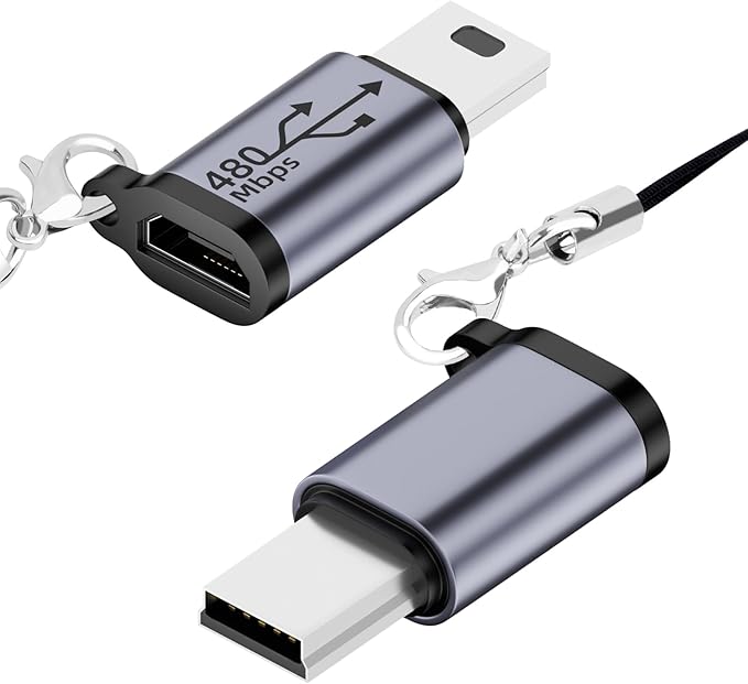 2 Pack Micro USB to Mini USB Adapter, Micro USB Female to Mini USB Male Convert Connector, Compatible with Digital Cameras, Computer, GPS
