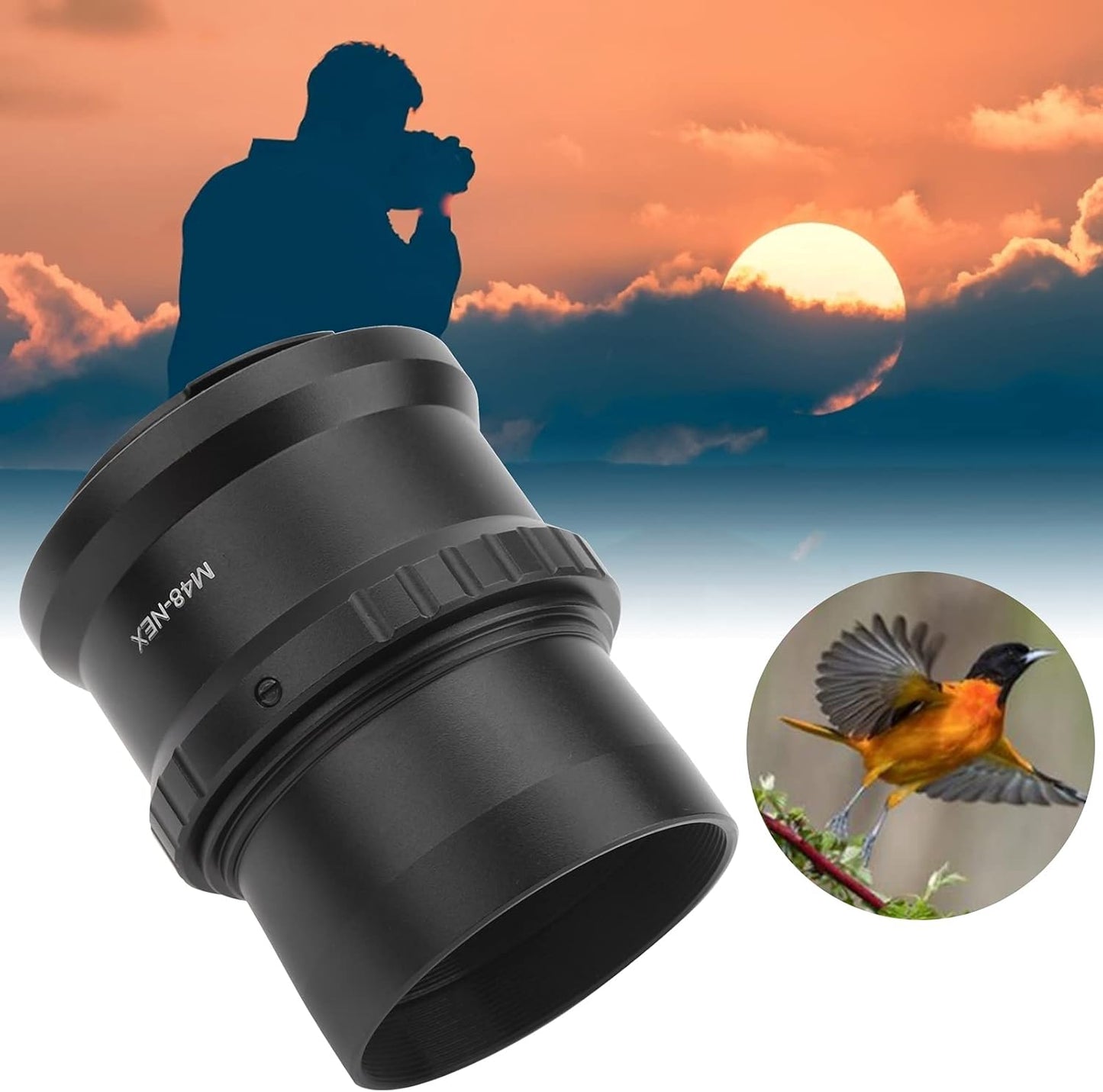 YYOYY Telescope Camera Adapter, 2 Inch M48x0.75mm T-Type Adapter for Sony E Mount Camera