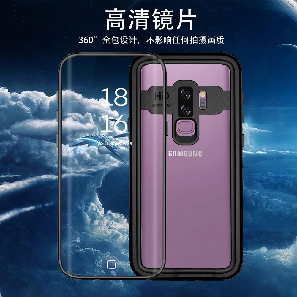 Galaxy S9+ Plus Waterproof Case with Built-in Screen Protector, Full Body Shockproof Rugged Case, Black