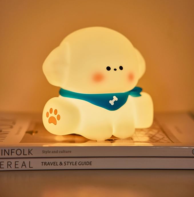 DREAMING MY DREAM Puppy Night Light for Kids Lamp,Soft Silicone Nursery Light for Baby Room and Toddler Toy,Portable Dimmable Rechargeable Animal Lights for Girls and Boys