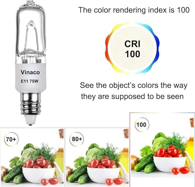 Vinaco E11 Bulb, 4PCS JDE11 120V 100W Halogen Light Bulbs, E11 Dimmable, 2700K Warm White, E11 Halogen Bulb 100 Watt with Mini Candelabra Base, High Output 1700LM & High CRI100 E 11 Light Bulb