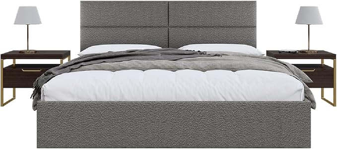Vänt Upholstered Wall Panels - King/Cal King Size Wall Mounted Headboards - Boucle Grey - Twin/King - Set of 4 Panels (Each Individual Panel 39"x11.5")