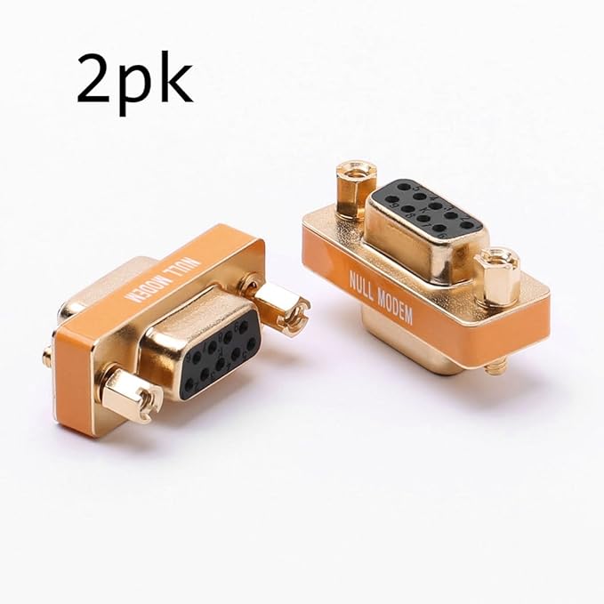 KINGDEE INC Arnorin DB9 Null Modem Adapter Female to Female Slimline Data Transfer Serial Port Adapter Gold Plated 2 Pack