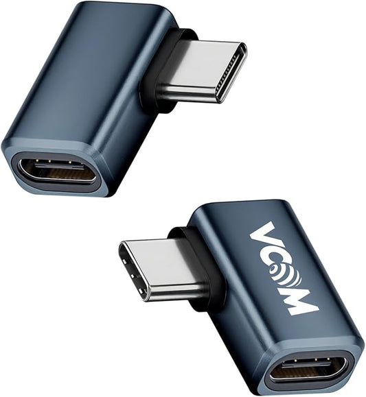 VCOM 90 Degree USB C Adapter 80Gbps, 240W USB C Right Angle Adapter, 8K@60Hz Video Display USB4 v2.0 90 Degree Type C Extender for Thunderbolt 5/4/3, iPhone 15/16, MacBook,Steam Deck, 2 Pack