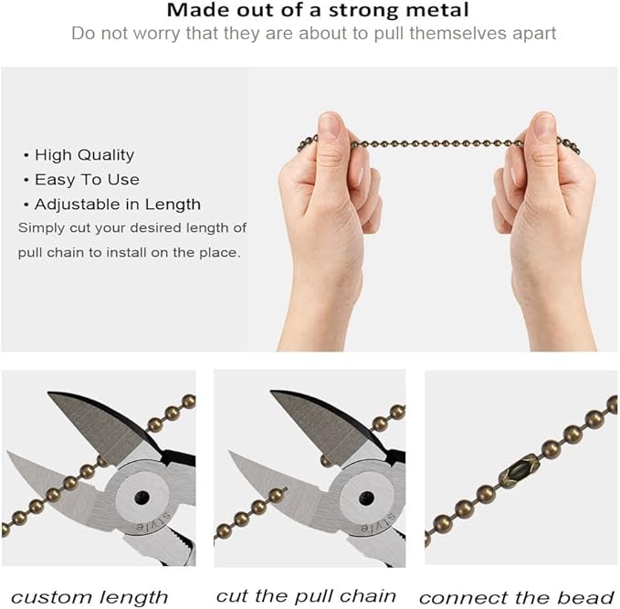 Ceiling Fan Pull Chain 12 inch Wooden Pull Chain Extension Fan Chain Extender Ceiling Fan Pulls Ornament with Ball Fan Chain Connector for Ceiling Fan Light, 1PCS (Walnut Wood)