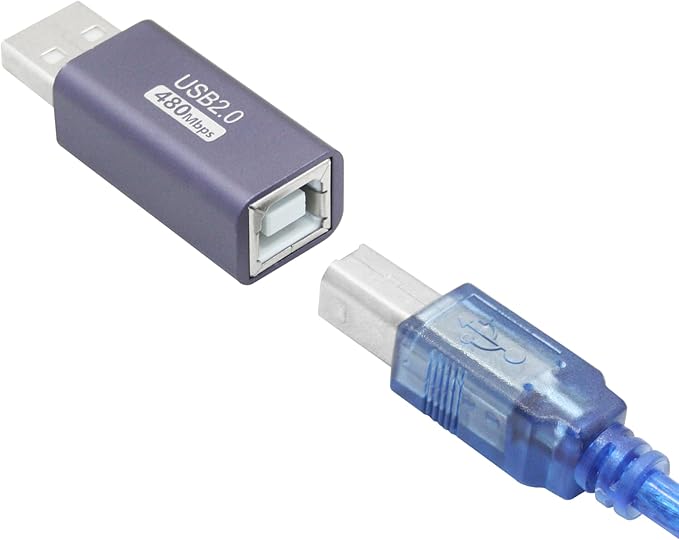 4Pcs USB 2.0 B Type Connector Adapter, USB A Male to USB B (MIDI) Female Power and Data Extension Adapter, Aluminum Alloy Housing, for Electronic Piano, Printer, Scanner etc.