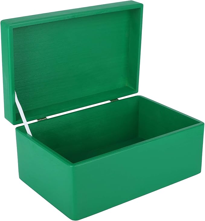 Large Green Wooden Box Storage with Hinged Lid | 11.8 x 7.87 x 5.51 inches (+-0.5) | Gift Box Storage | Product NOT Intended for 15 Years OR Below