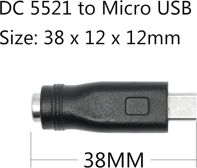 DC 5.5mm x 2.1mm to Micro USB Adapter, 5V DC 5521 Female to Micro USB Male Plug Convert Connector Power (4Pcs)