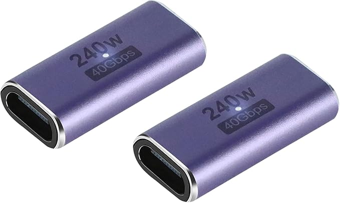 240W USB C Coupler (2 Pack), USB Type C Female to Female Adapter Extender Compatible with Thunderbolt 4/3 Support up to 240W Charging, 40Gbps Data Transfer and 8K@60Hz Video