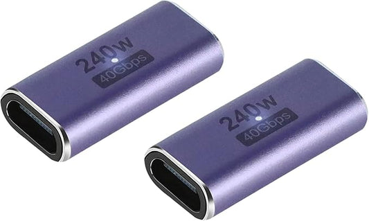 240W USB C Coupler (2 Pack), USB Type C Female to Female Adapter Extender Compatible with Thunderbolt 4/3 Support up to 240W Charging, 40Gbps Data Transfer and 8K@60Hz Video