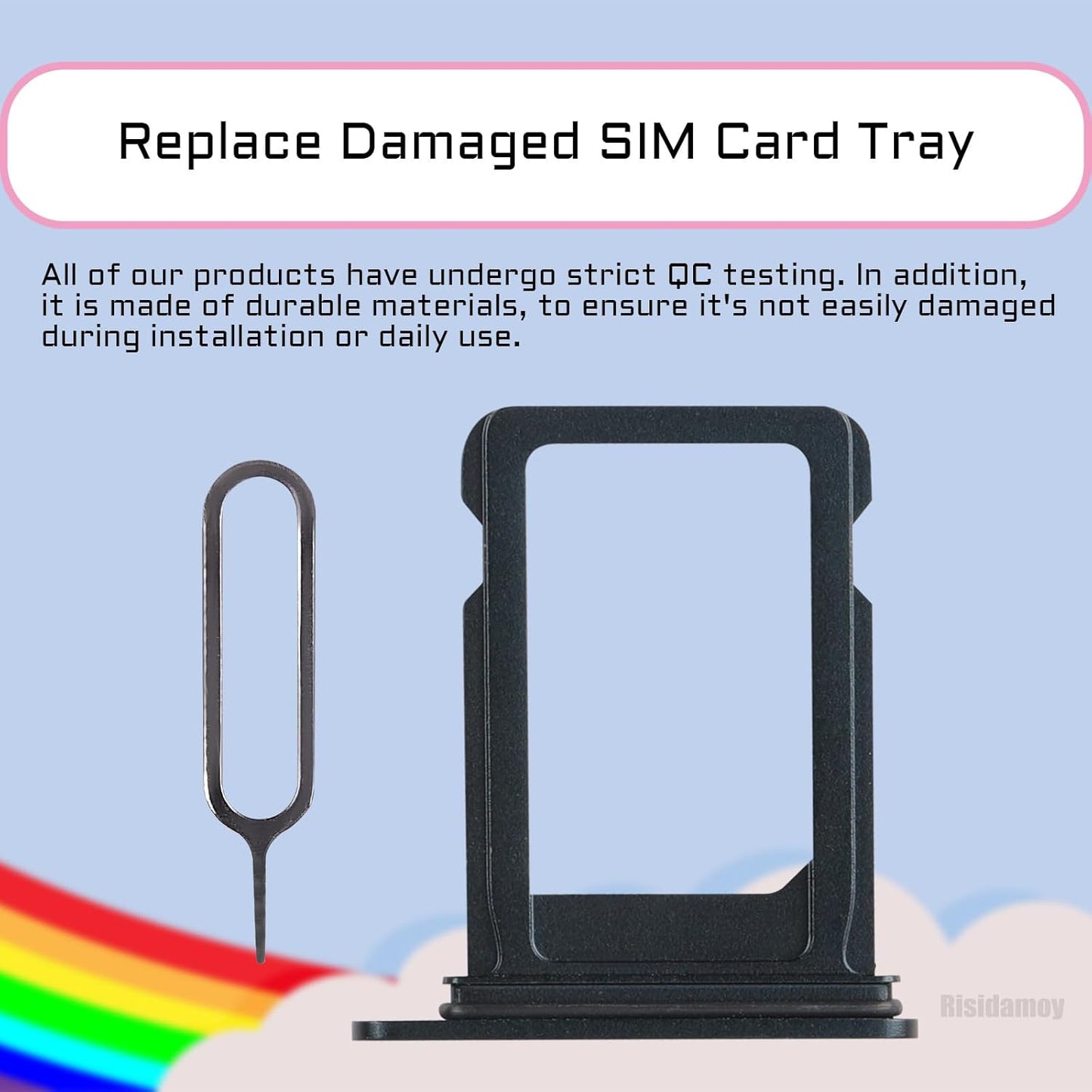 iPhone 13 Black SIM Card Slot Replacement Single SIM Version Card Tray Holder Adapter with Repair Tool Kit A2631 A2633