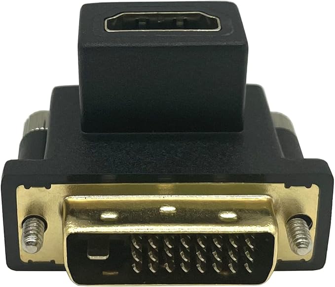 Up Angled 90 Degree DVI to HDMI Adapter, Gilded DVI Male to HDMI Female, for Computer & HDTV & Graphics Card,Projector