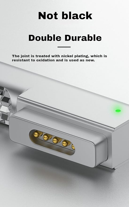 100W PD Quick Charge USB C to Magnetic 2 Adapter Connector Tip, Type-C to Mags 2 Converter with LED Indicator Light for 2013-2015 MacBook Pro Air, Silver