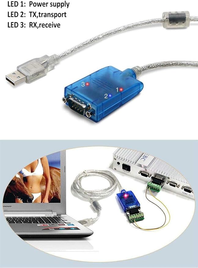 USB to RS422 RS485 Serial Port Converter Adapter Cable with FTDI Chip Support Windows 10, 8, 7, XP and Mac with ESD Protection (1.5ft/0.5Meter)