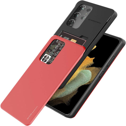 GOOSPERY Sky Slide for Galaxy S21 Ultra Case 6.8" (2021), Card Holder Case, Dual Layer Protective Bumper with Wallet