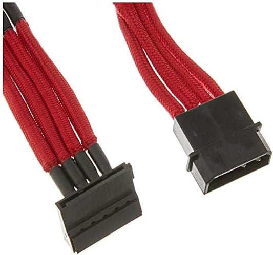 Silverstone Tek Sleeved Extension Power Supply Cable with 1 x 4-Pin to 4 x SATA Connectors (PP07-BTSR)