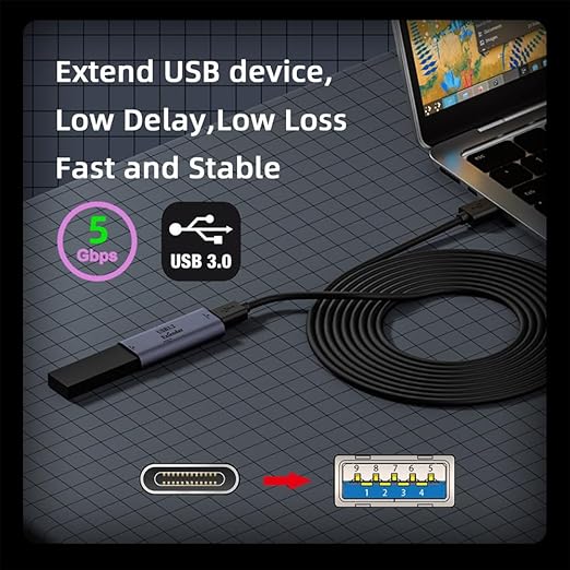 cablecc Active Repeater USB 3.0 Adapter Type-C Female Host to Type-A Female Device Extender with Chipset for Camera Printer Computer