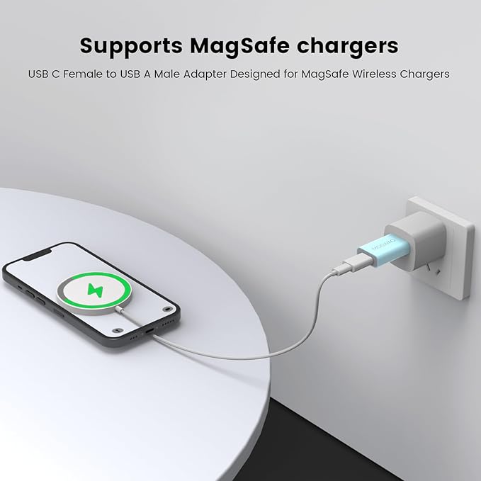 MOSWAG USB Type C Female to USB A Male Adapter, Compatible with Laptops, PC, No Additional Driver/Software Needed