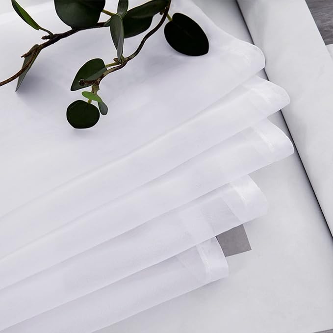 MIULEE Luxury Sheer Voile Elegant Window Scarf Topper - Long Valance Solid Treatment Swags Drapes for Ceremony, Wedding, Canopy Bed - 54" x 216" White 1 Piece