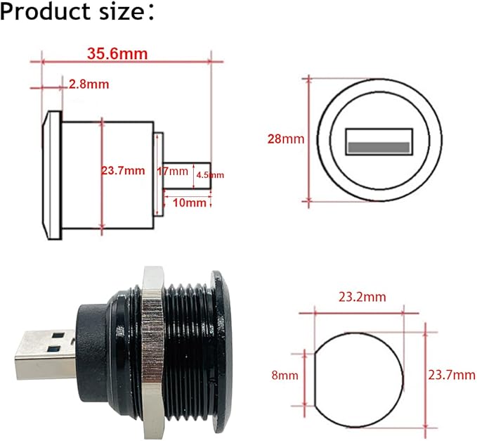 PENGLIN 2PCS USB 3.0 Connector, USB Male to Female Conversion Connector, USB3.0 Panel Mount Extension Adapter for Data Transfer/Charging