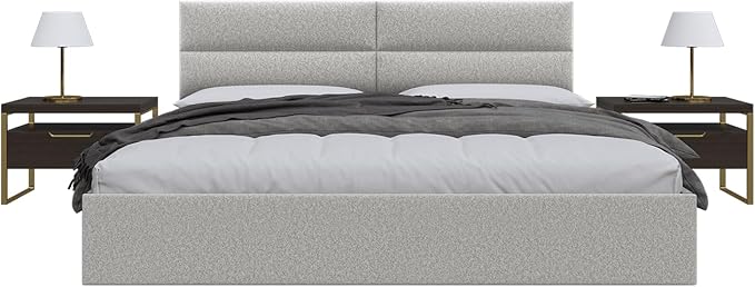 Vänt Upholstered Wall Panels - King/Cal King Size Wall Mounted Headboards - Faux Merino Wool Grey - Twin/King - Set of 4 Panels (Each Individual Panel 39"x11.5")