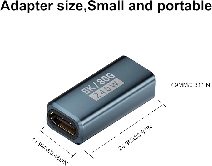 Poyiccot 240W USB C Coupler 2-Pack, USB C Female to Female Adapter [80Gbps/240W PD/8K@60Hz] Type C Extender Adapter Support Thunderbolt 5/4 for iPhone 15, MacBook, Steam Deck, Switch