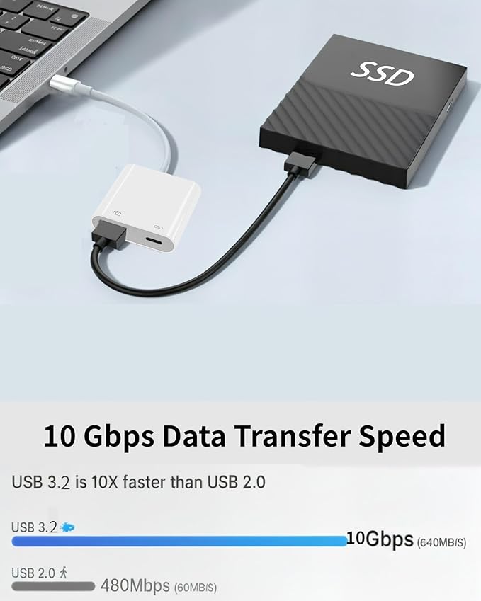 Apple MFi Certified USB C to USB Adapter with 100W PD Charge Port, USB C Male to USB 3.0 Female OTG Cable Converter Compatible with MacBook Pro Air, Tablets, iPhone 17/16/15 Series (White-2)