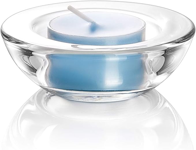 Clear Tealight Candle Holders - Set of 12, Round Chunky Glass Candle Holder, 3" Diameter - CH01 - Clear