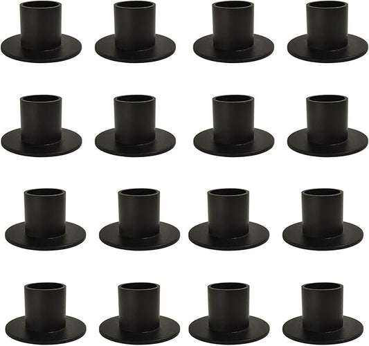 Gute Taper Candle Holder, Candle Holders for Pillar Candles, Matte Black Candlestick Holder Centerpieces for Home Decoration, Wedding Anniversary, Party, Housewarming Gifts,Set of 16,Round