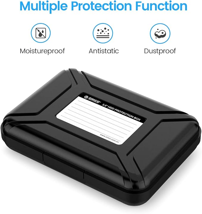 ORICO Hard Drive Case 3.5 inch HDD Storage Carrying Case Anti-Static and Shockproof External Hard Drive Portable Case, Compatible with WD, Seagate, Toshiba, Samsung, Hitachi, Crucial-PHXBK