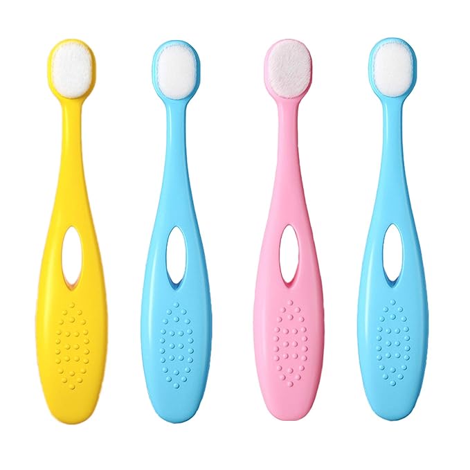 EasyHonor Baby Toothbrush for Age 1-3 Years Old, Extra Soft Toothbrush with 10000 Floss Bristle for Toddler Gum Care. (4Pcs)