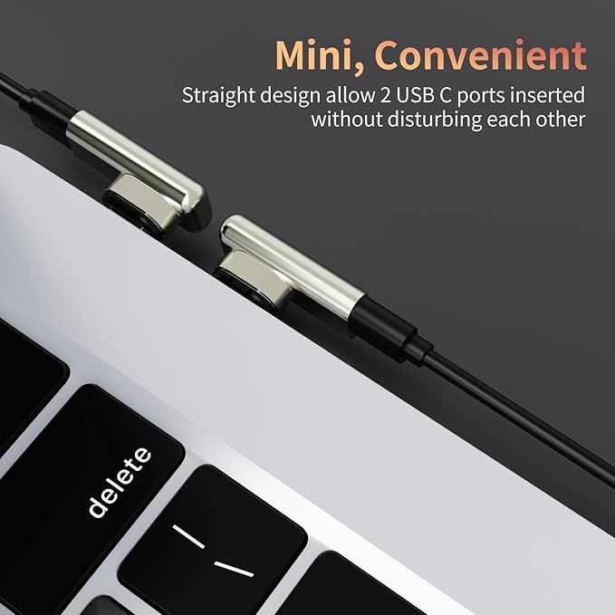 240W USB-C Adapter - 90 Degree Magnetic USB Extender with 2 Connector Tips, USB4 40Gbps 8K 60Hz Compatible with Thunderbolt 3/4 MacBook Pro/Air Laptop PC