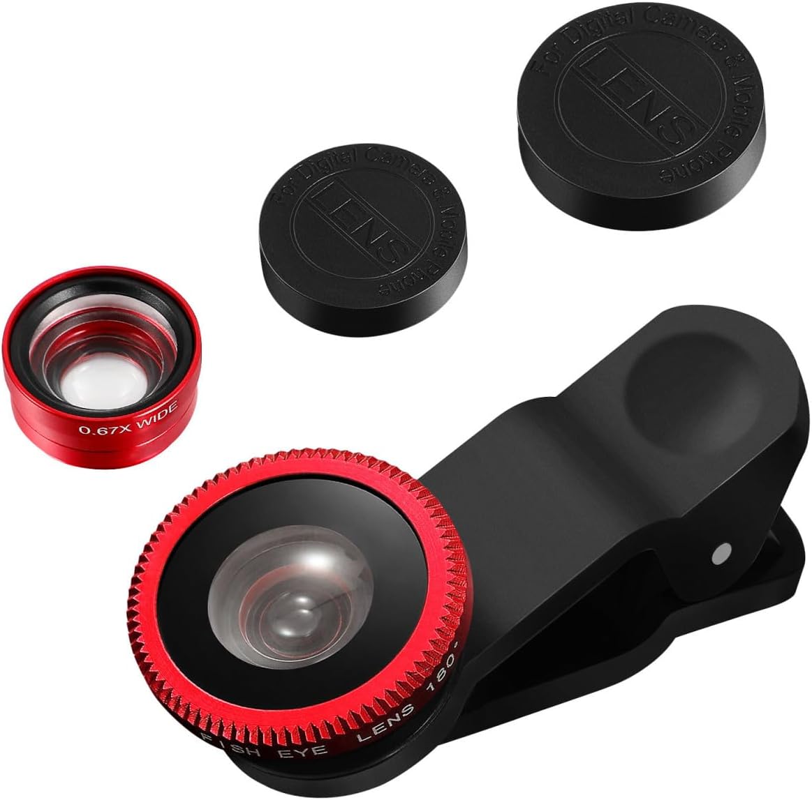 External Lens for Mobile Phone 3-in-1 Fisheye Macro Wide Angle Lens with Clip for iPhone and Smartphones