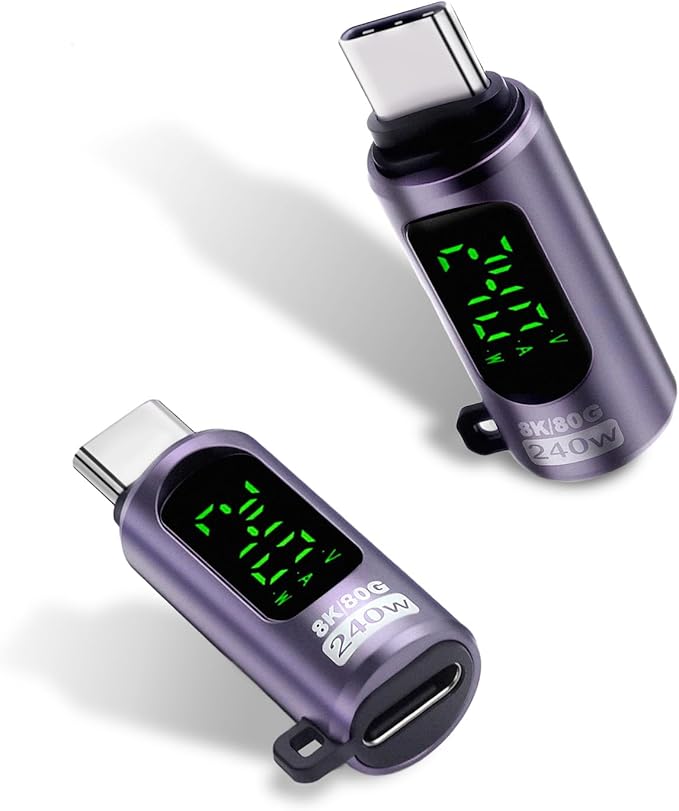 Duttek USB C Extension Adapter 240W PD, 80Gbps, 8K@60Hz Video, USB C Male to Female Extender Digital Display for Thunderbolt 5 Cable, iPhone 15/16, Hub, Laptops,Game Controller. Purple, 2 Pack