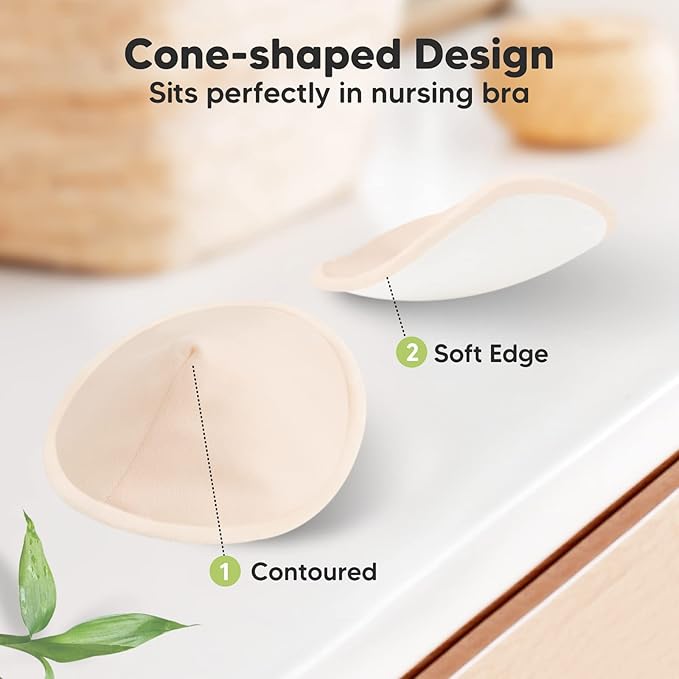 Organic Nursing Pads - 8 Washable Viscose Derived from Bamboo Breastfeeding Pads, Wash Bag, Reusable Breast Pads for Breastfeeding, Nipple Pads for Breastfeeding Essentials(Bare Beige, M 3.9")