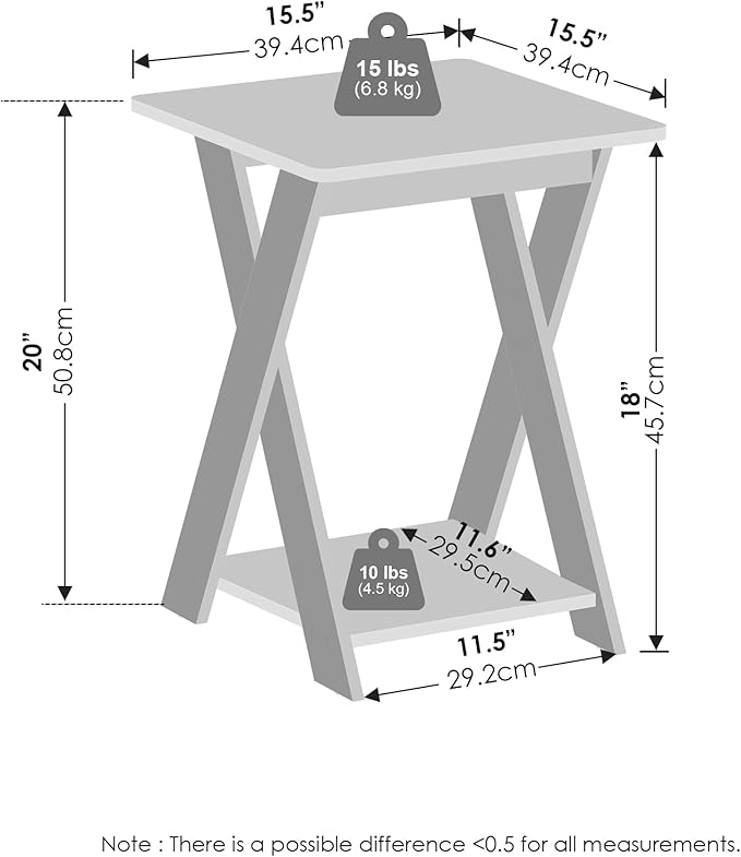 Furinno TIDUR Night Stand, Open Shelf Design X-Legs Nightstand, Criss-Crossed Bedside Table, End Table, Side Table, for Bedroom, Living Room, Espresso