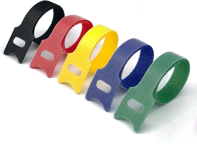 100 Pack 5 Color Reusable Cable Ties Multi Color Releasable Cable Straps Adjustable Hook and Loop Colorful Cable Wire Tidy for PC Cable Management