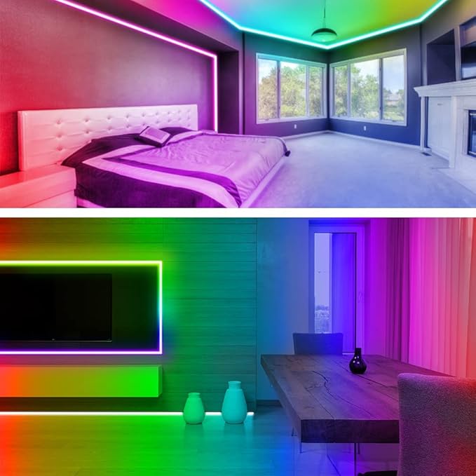 Battery Powered LED Strip Lights 25ft, Battery Operated LED Light Strip Color Changing Music Sync App Remote Control RGB USB Led Lights for TV, Room, Rope Lights