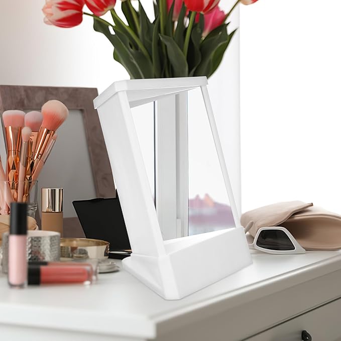 FRCOLOR Non Reversing Mirror Fine Cosmetic Makeup Standing Vanity Mirror Small Travel Home Desktop Tabletop Mirror