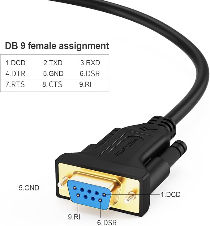 CableCreation USB to RS232 Serial Adapter (FTDI Chipset), USB to RS232 Gold Plated DB9 Serial Converter Cable for Windows 11, 10, 8.1, 8, 7, Vista, XP, 2000, Linux and Mac OS X, macOS, 3.3 Feet/1M